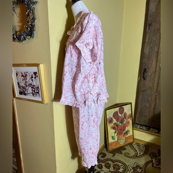 Vtg VERMONT COMPANY STORE Size 1X PJ Pajama White & Red Button Front Bloomer USA - Picture 6 of 16